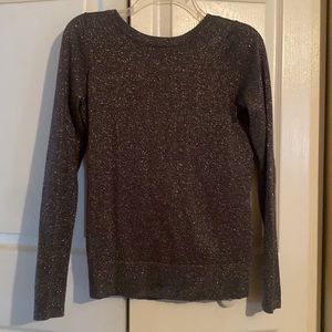 Grey shimmer v-drop open back The Limited sweater.